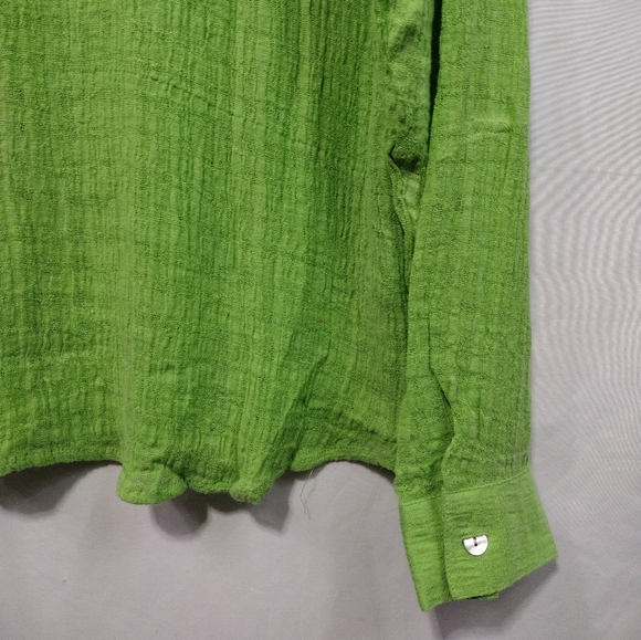 NWOT Coldwater Creek 100% Linen Button Shirt Women's Green Casual Gauzy Retro - Picture 7 of 10